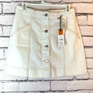 Timberland Refibra Button Front Cream Denim Skirt size 27/US 4 Y2K Skirt NWT